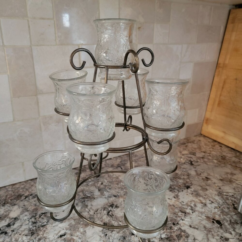 Vintage Princess House Fantasia 3-Tiered Brown Iron Candle Holder-1990s